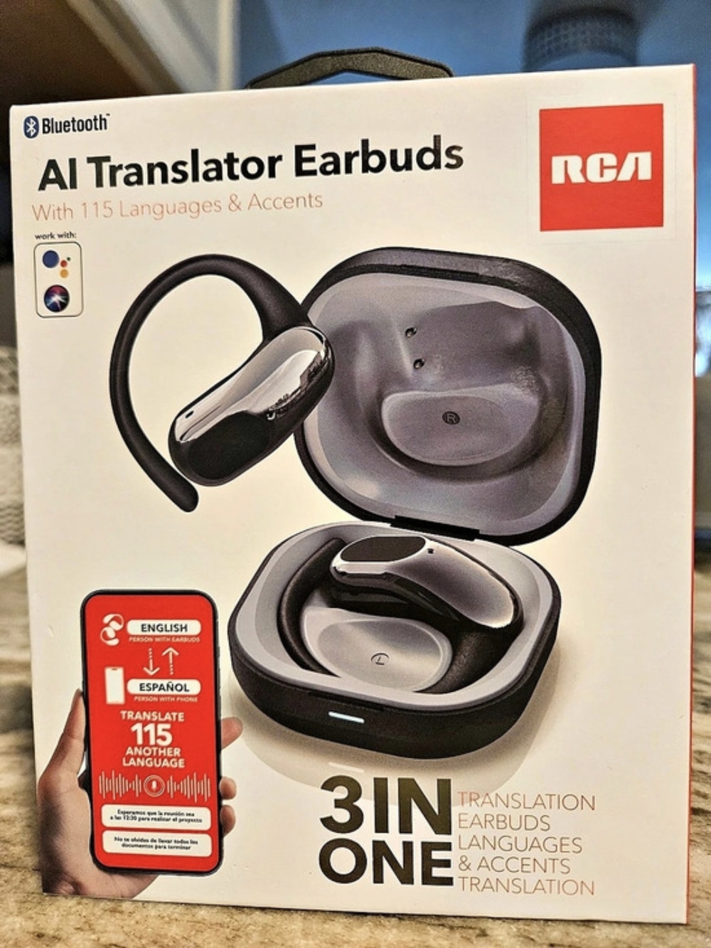 AI Translator Bluetooth Open-Ear Earbuds Black
